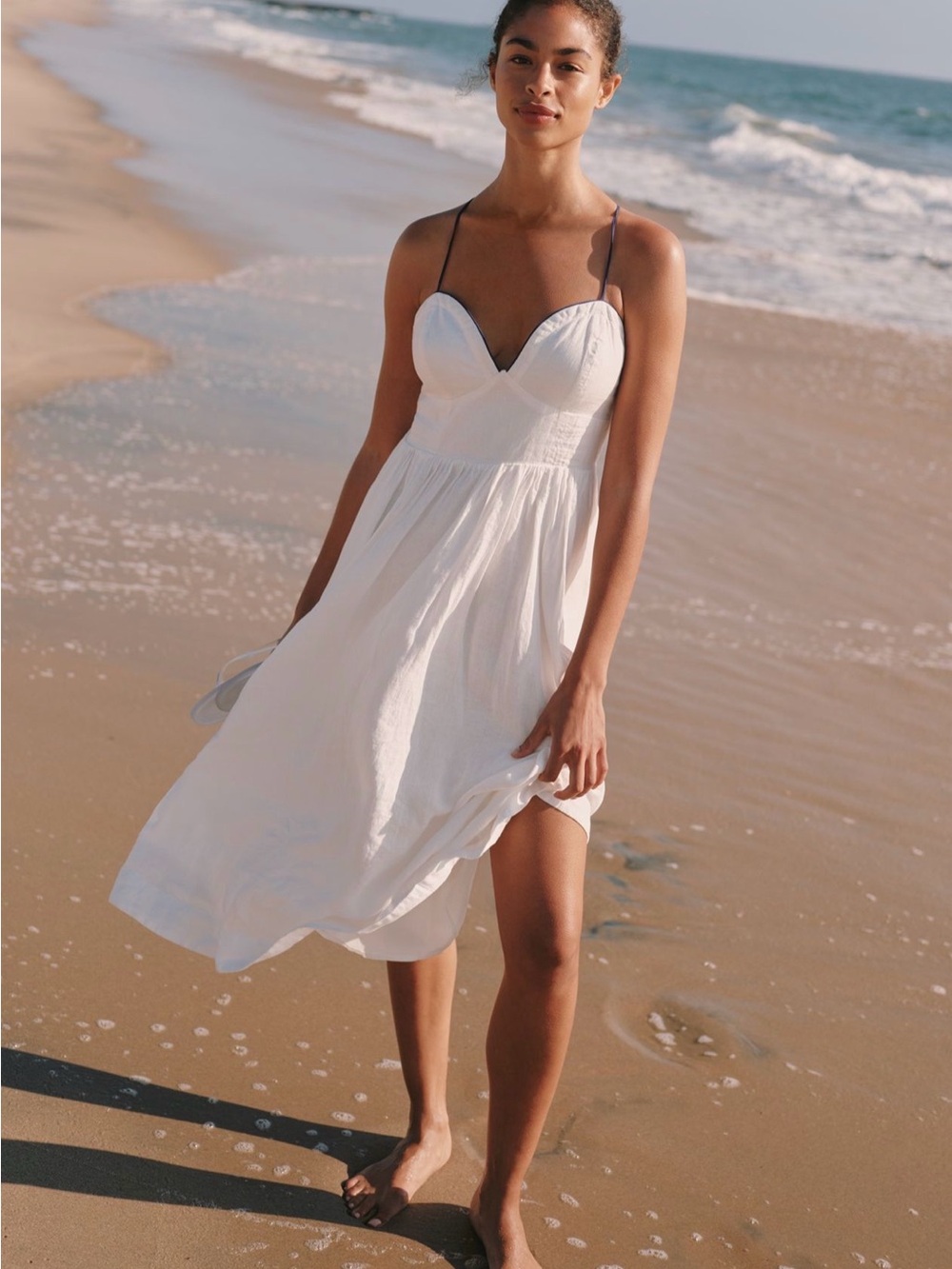 Anthropologie White Cotton Sundress with Spaghetti Straps